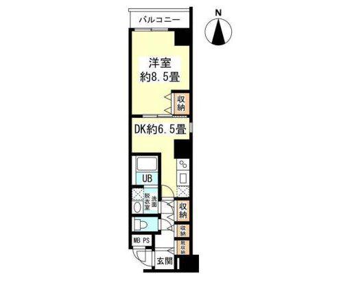 プルミエール南本町(1DK/6階)の間取り写真