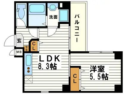 シャルムヒルズ松屋町(1LDK/10階)の間取り写真