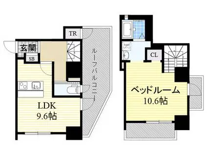 オリエンタル南堀江(1LDK/12階)の間取り写真