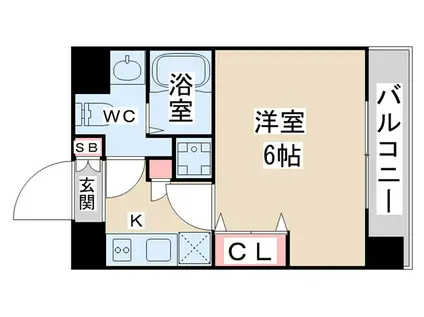 PARK HILLS難波南 HANEUL(1K/6階)の間取り写真