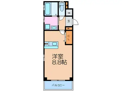AMEDEE福島(1K/3階)の間取り写真