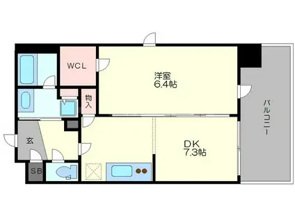 エステムプラザ福島ジェネル(1DK/9階)の間取り写真