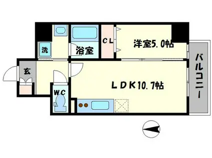 アルデールトモ北堀江(1LDK/10階)の間取り写真