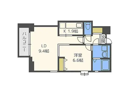 アリスマナーガーデン新町(1LDK/2階)の間取り写真