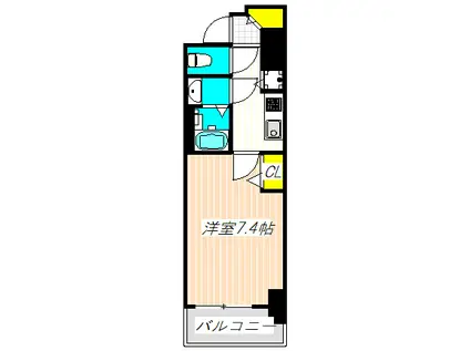 プレサンス南森町ライズ(1K/4階)の間取り写真