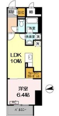 ヴェール同心(1LDK/2階)の間取り写真