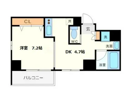 カーサ セレーネ(1DK/10階)の間取り写真
