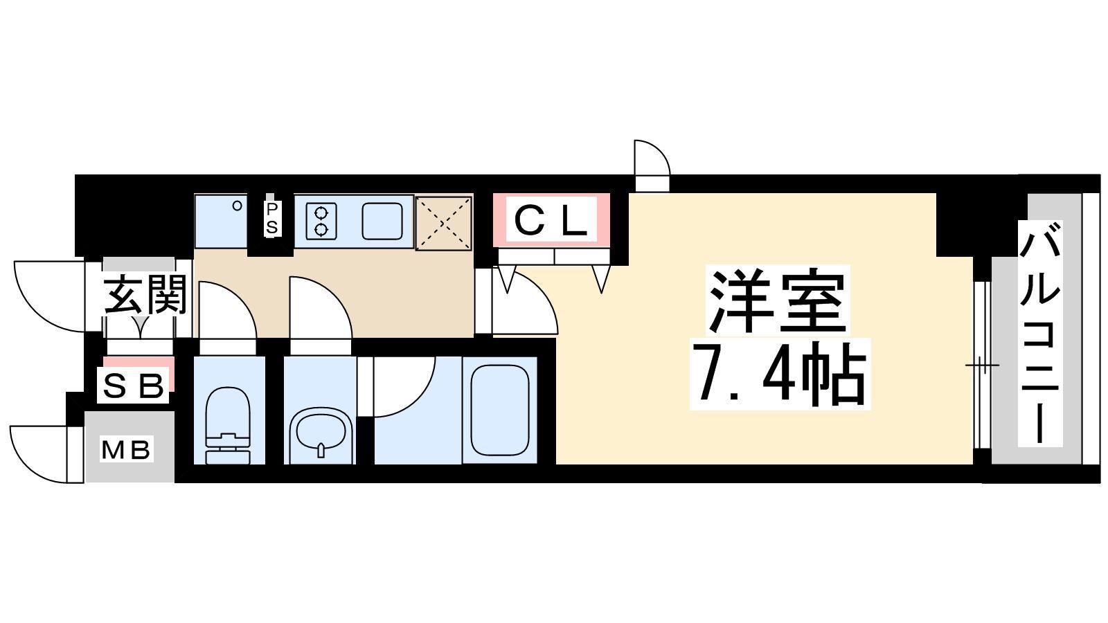 MID COURT UMEKITA(1K/7階)の間取り写真