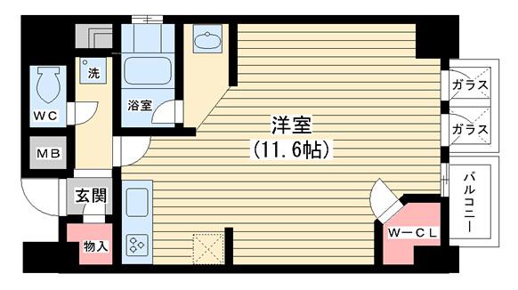 KDX堺筋本町レジデンス(ワンルーム/2階)の間取り写真