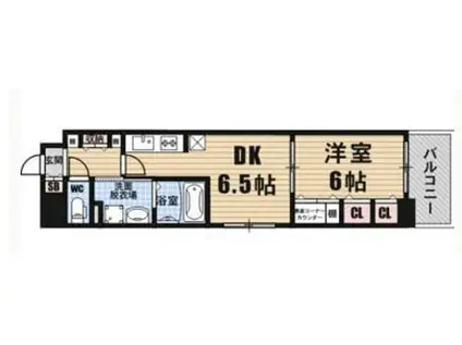 アスリート御堂筋本町(1DK/4階)の間取り写真