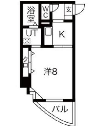 パークヒルズ上本町壱番館(1K/5階)の間取り写真