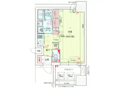 プレサンス谷町アルファ(1K/5階)の間取り写真