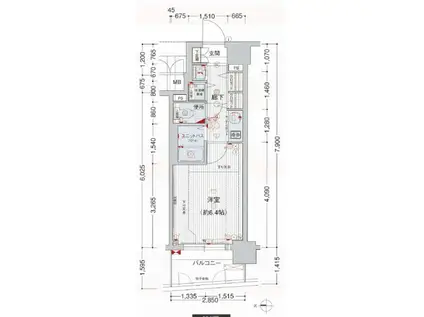 プレサンス本町リアルシティ(1K/2階)の間取り写真