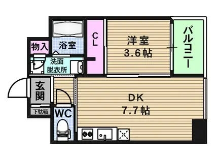 アリス・マナーガーデン谷町(1DK/4階)の間取り写真