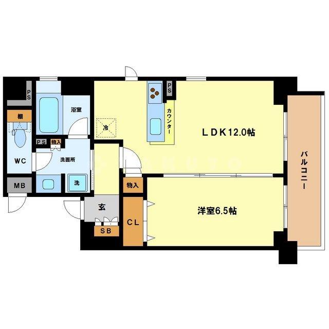 プレサンスロジェ本町(1LDK/13階)の間取り写真