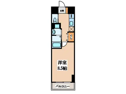エイチ・ツー・オー新深江(1K/3階)の間取り写真