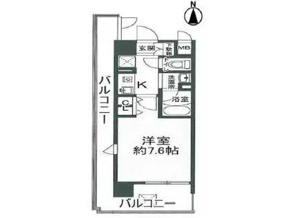 ジュネーゼ・グラン心斎橋東(1K/2階)の間取り写真