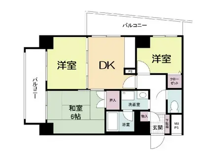 第一玉造(3DK/9階)の間取り写真