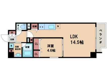 LOCOHOUSE阿倍野(1LDK/6階)の間取り写真