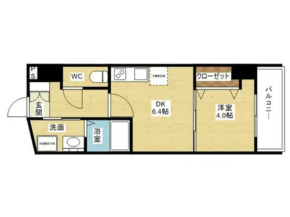 パークヒルズ東三国VISION(1DK/4階)の間取り写真