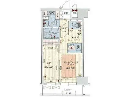 プレサンス難波クチュール(1LDK/12階)の間取り写真