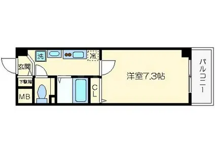 アップルガーデンコート城東(1K/7階)の間取り写真