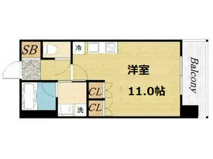 CITY SPIRE難波ウエスト(ワンルーム/2階)の間取り写真