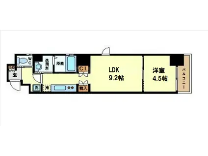 インザグレイス心斎橋(1LDK/8階)の間取り写真