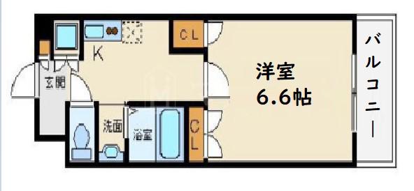 AD天神橋(1K/9階)の間取り写真