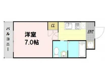 サザン長柄(1K/9階)の間取り写真