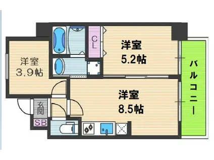 S-FORT福島LALUNA(1SLDK/4階)の間取り写真