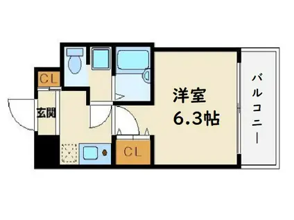 ニューシティアパートメンツ西天満(1K/12階)の間取り写真