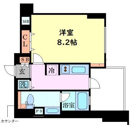 ファーストフィオーレ阿波座アクア(1K/9階)の間取り写真