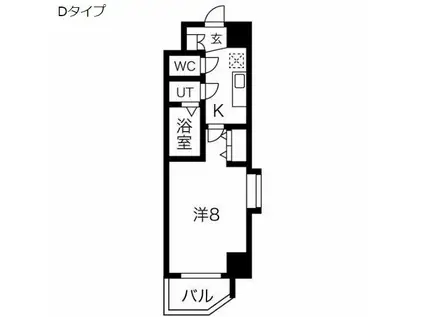 スプランディッドキャトル(1K/2階)の間取り写真