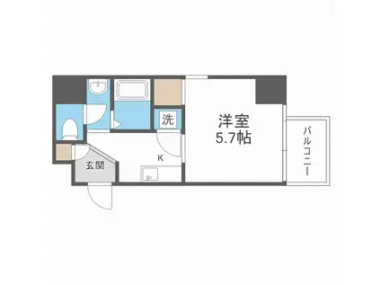 I-DIL NAKANOSHIMA イースト(1K/10階)の間取り写真