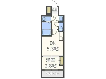 SERENITE本町REFLET(1DK/12階)の間取り写真