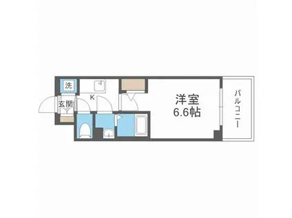 エスリードレジデンス大阪グランノースI(1K/4階)の間取り写真