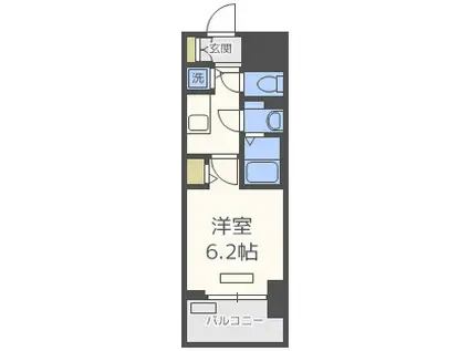 プレサンスタワー北浜(1K/4階)の間取り写真