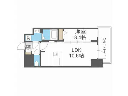 S-RESIDENCE堺筋本町DEUX(1LDK/13階)の間取り写真