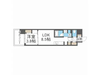 アーバネックス心斎橋イースト(1LDK/4階)の間取り写真
