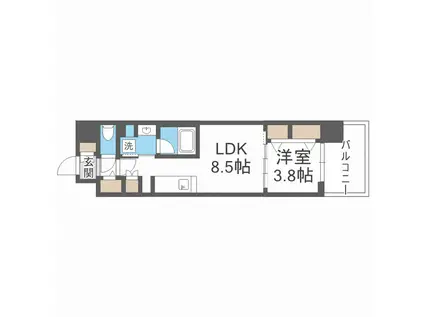アーバネックス心斎橋イースト(1LDK/2階)の間取り写真