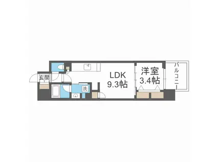 アーバネックス心斎橋イースト(1LDK/3階)の間取り写真