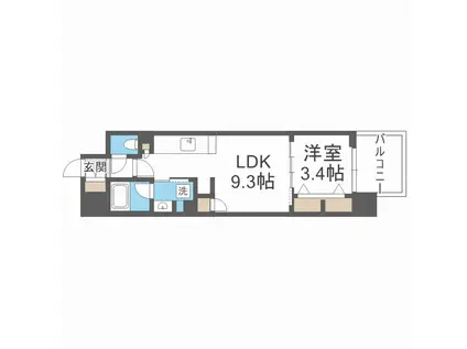 アーバネックス心斎橋イースト(1LDK/8階)の間取り写真
