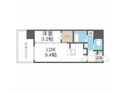 セレニテ堺筋本町プリエ(1LDK/9階)の間取り写真