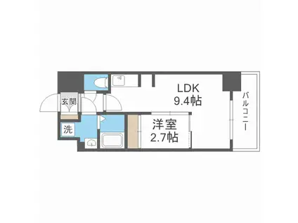 セレーノ南森町(1LDK/3階)の間取り写真