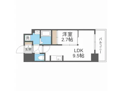 セレーノ南森町(1LDK/5階)の間取り写真