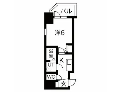 エスリードレジデンス天神橋筋六丁目(1K/2階)の間取り写真