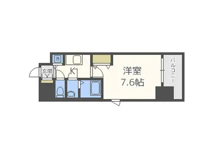セオリー大阪リバークロス(1K/2階)の間取り写真