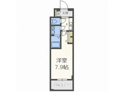 アドバンス大阪フェリシア(1K/7階)の間取り写真