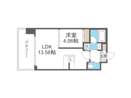 プレジオ弁天町(1LDK/12階)の間取り写真